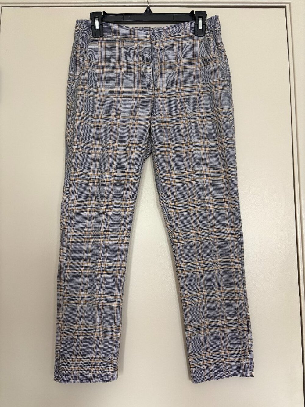 ZARA Beige Black Plaid Straight Trousers Small • Altered Hem